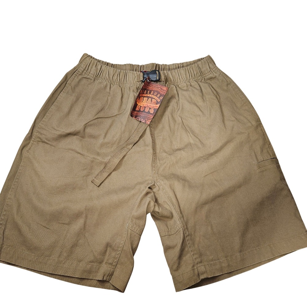 VTG Marlboro Gear 2004 Men M Casual Shorts Elastic Waist Buckle Khaki Y2K Grunge
